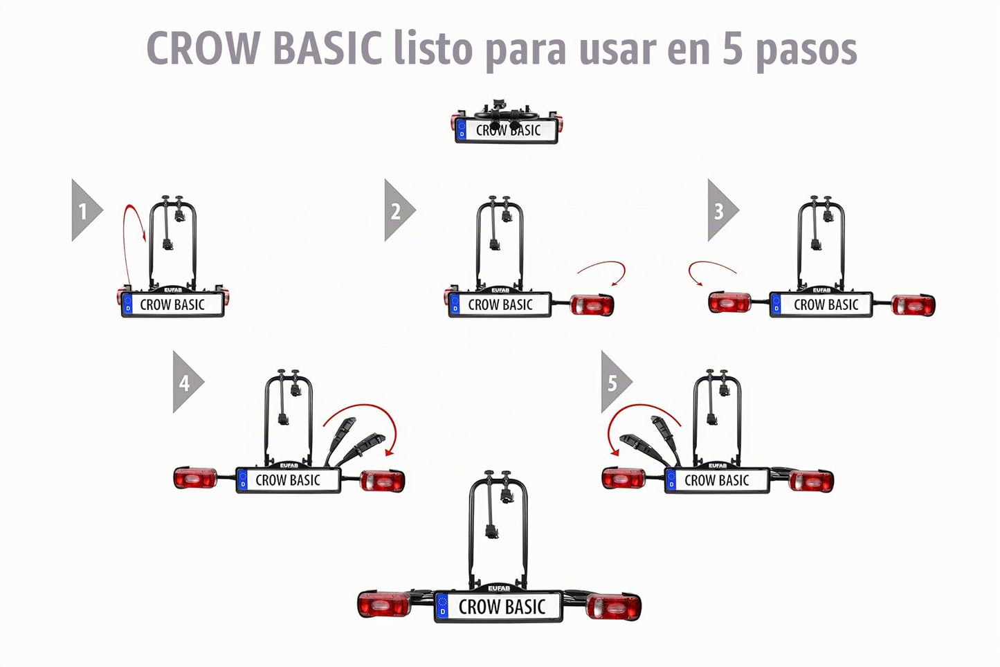 EUFAB Crow Basic 11569 Portabicicletas para 2 Bicicletas Eléctricas